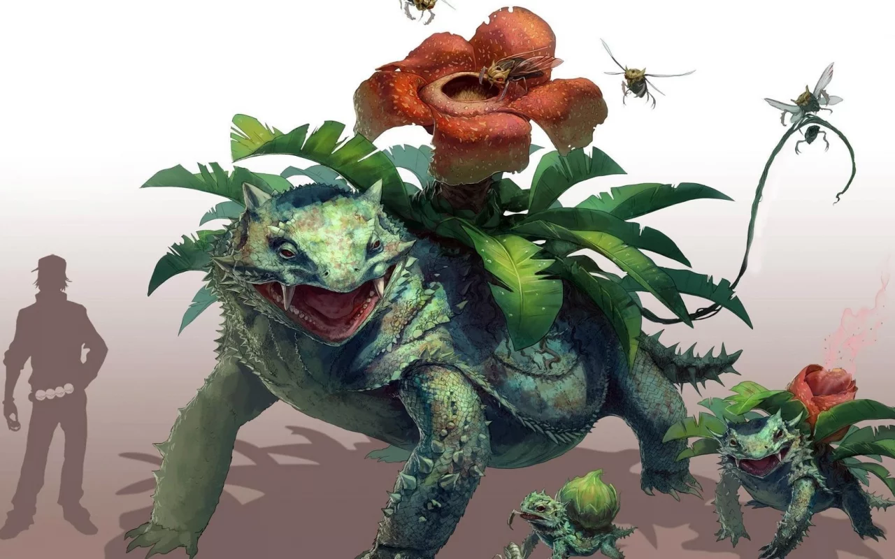 бульбазавр арт, ivysaur, venusaur, bulbasaur, fantasy art