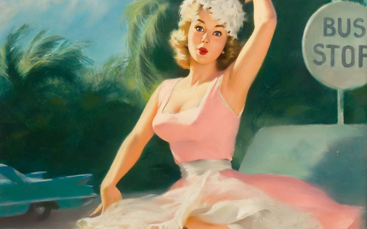 девушка, удивление, пин ап, художественный, pin up