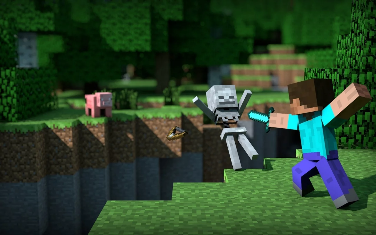 меч, зеленый, minecraft, блок, steave, майнкрафт