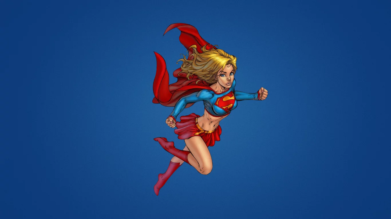 супергерл, супердевушка, плащ, supergirl, синий фон