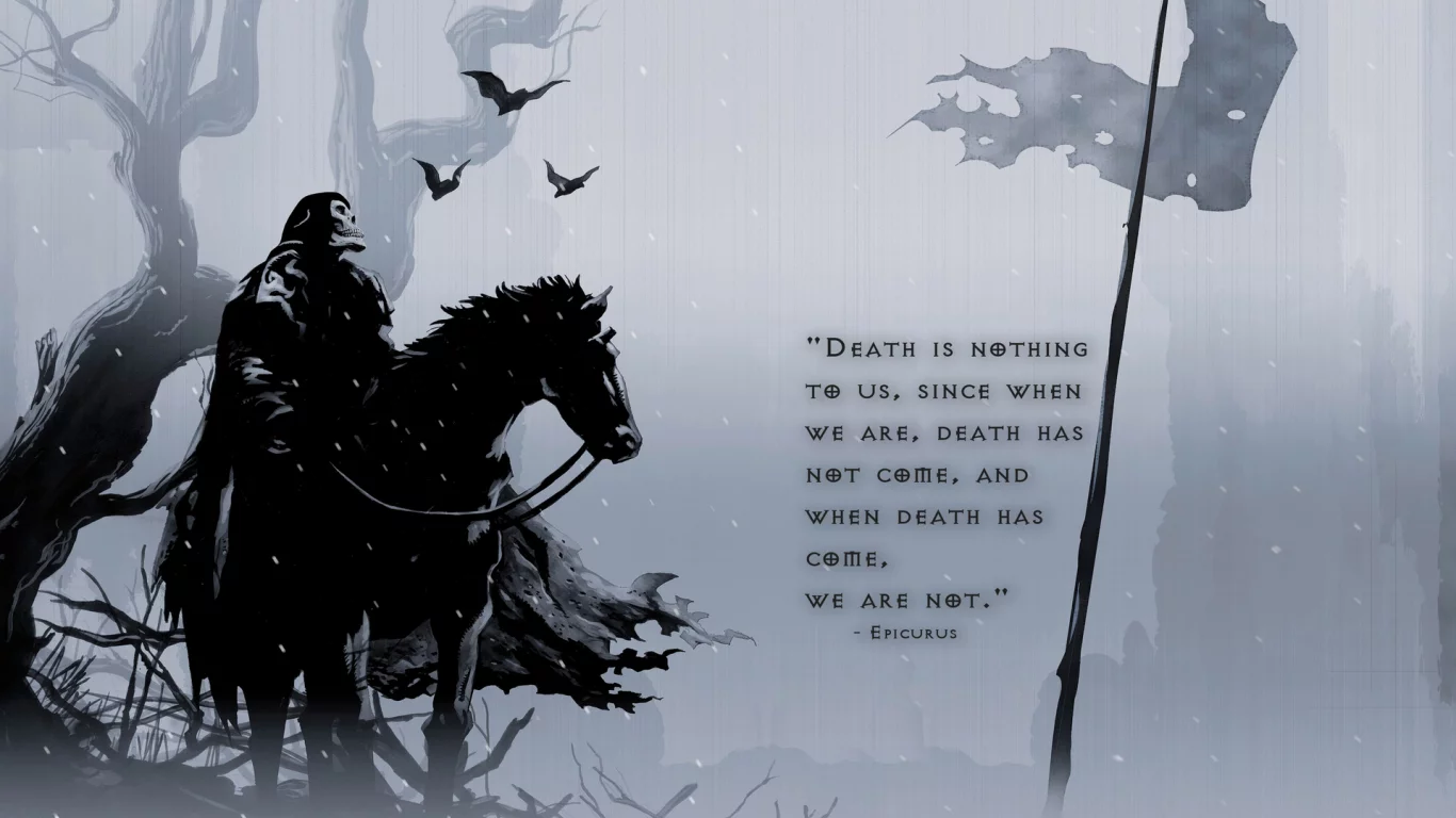 eternity, вечность, death, horse, смерть, thoughts, no fear, bat, epicurus, flag