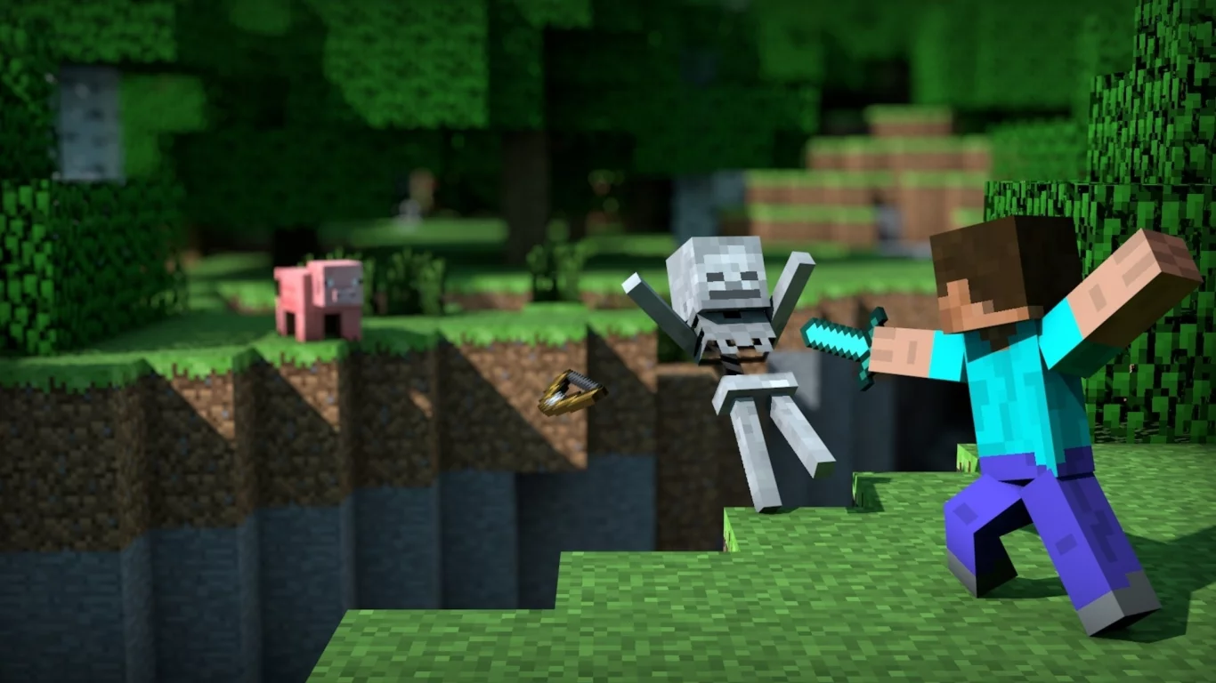 меч, зеленый, minecraft, блок, steave, майнкрафт