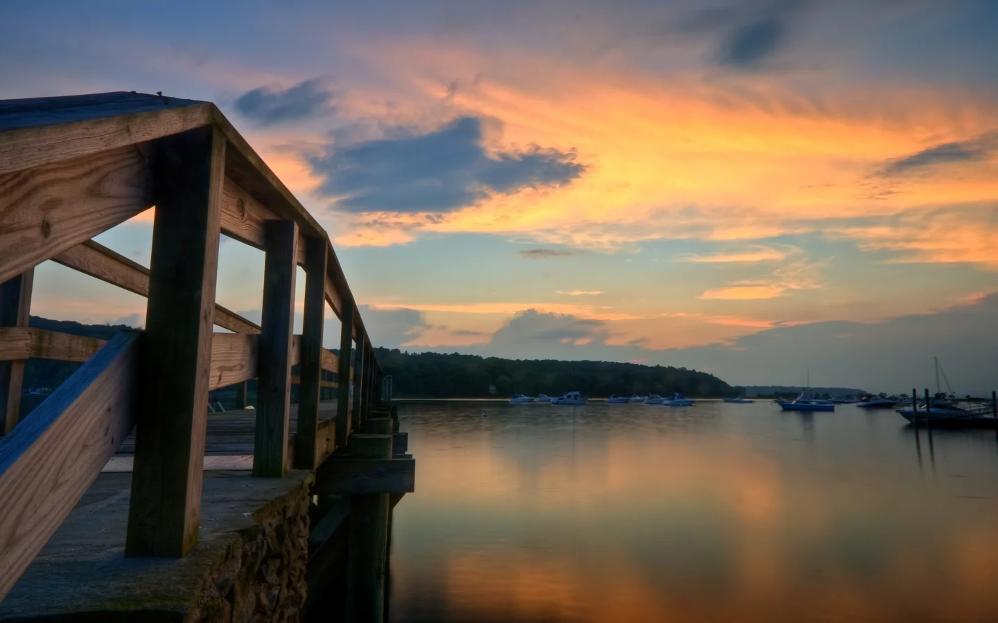 дерево, море, корабли, природа, забор, доски, вода, мост