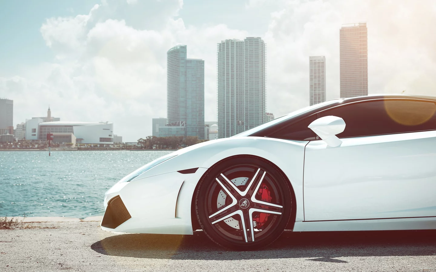 lamborghini gallardo, ламборгини, supercar, белая, тюнинг, передок