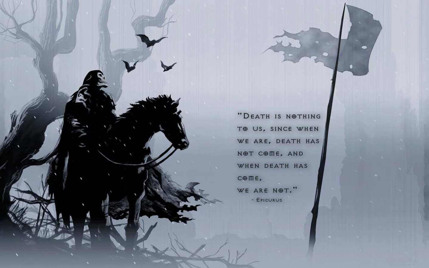 eternity, вечность, death, horse, смерть, thoughts, no fear, bat, epicurus, flag