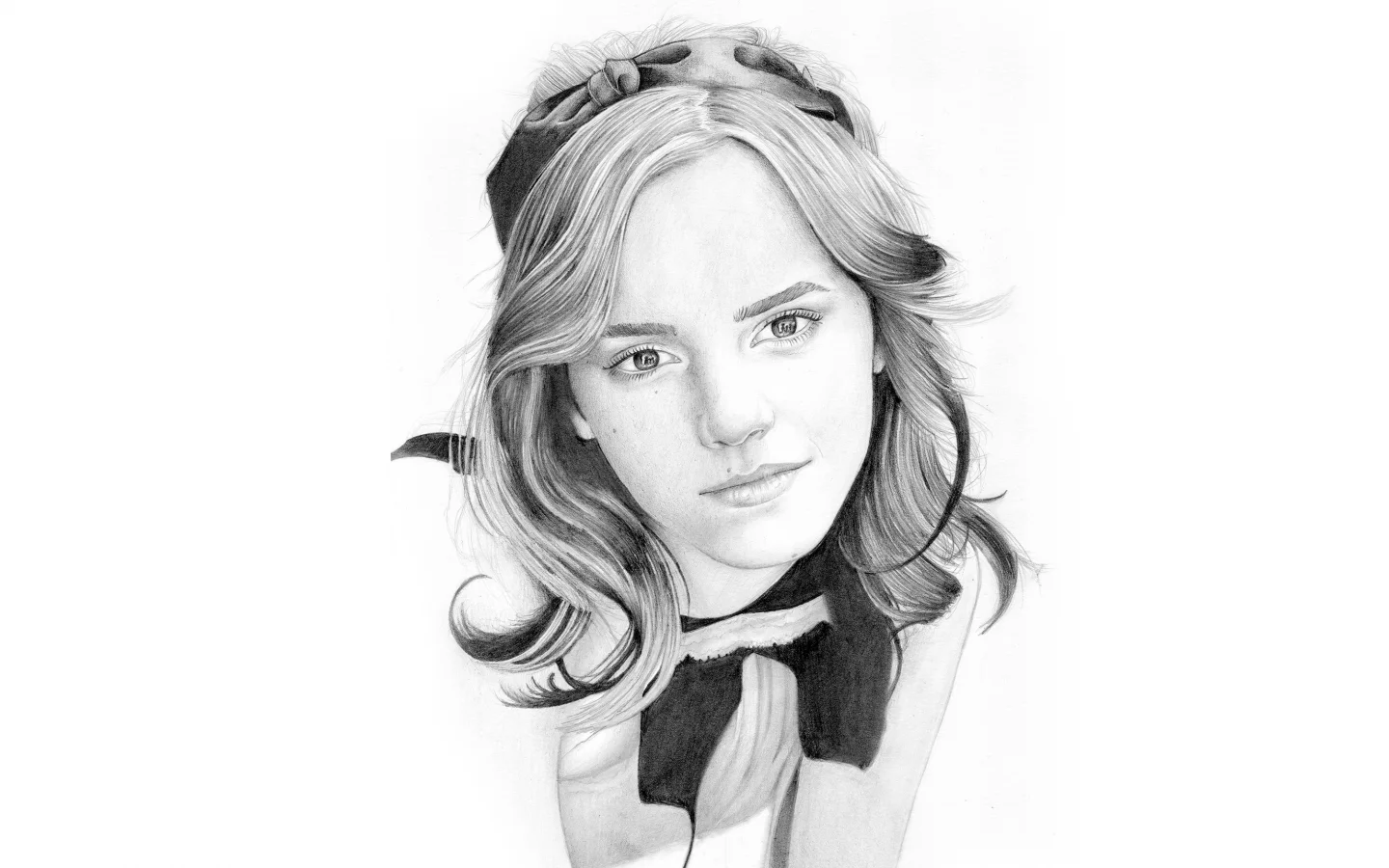 рисунок, карандаш, emma watson, портрет