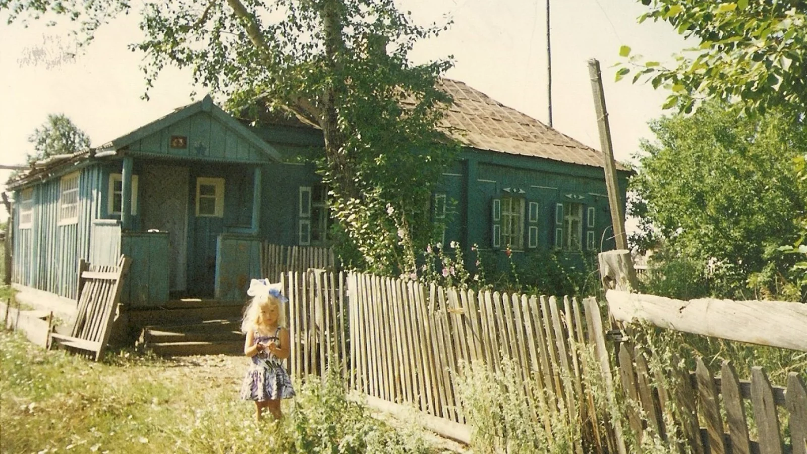 ретро, девочка, ребенок, деревня, дом, день, полдень, кантри, огород, трава, брещук
