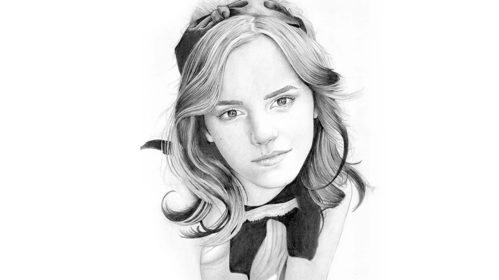 рисунок, карандаш, emma watson, портрет