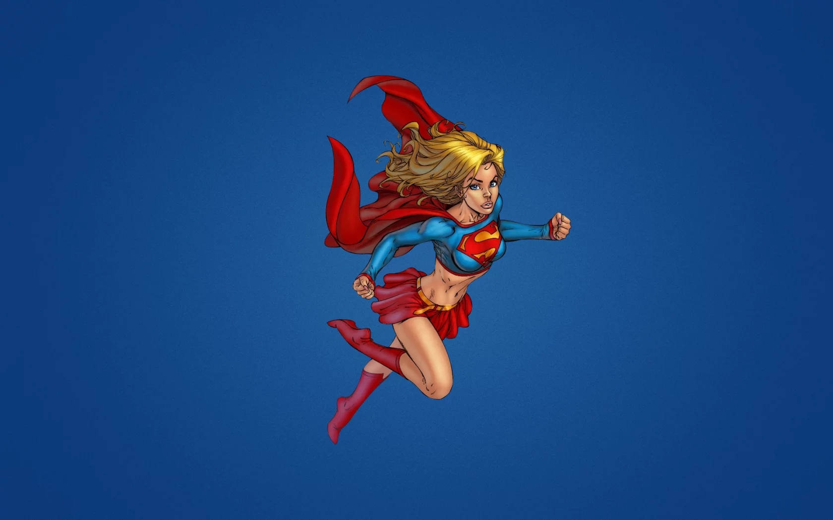 супергерл, супердевушка, плащ, supergirl, синий фон