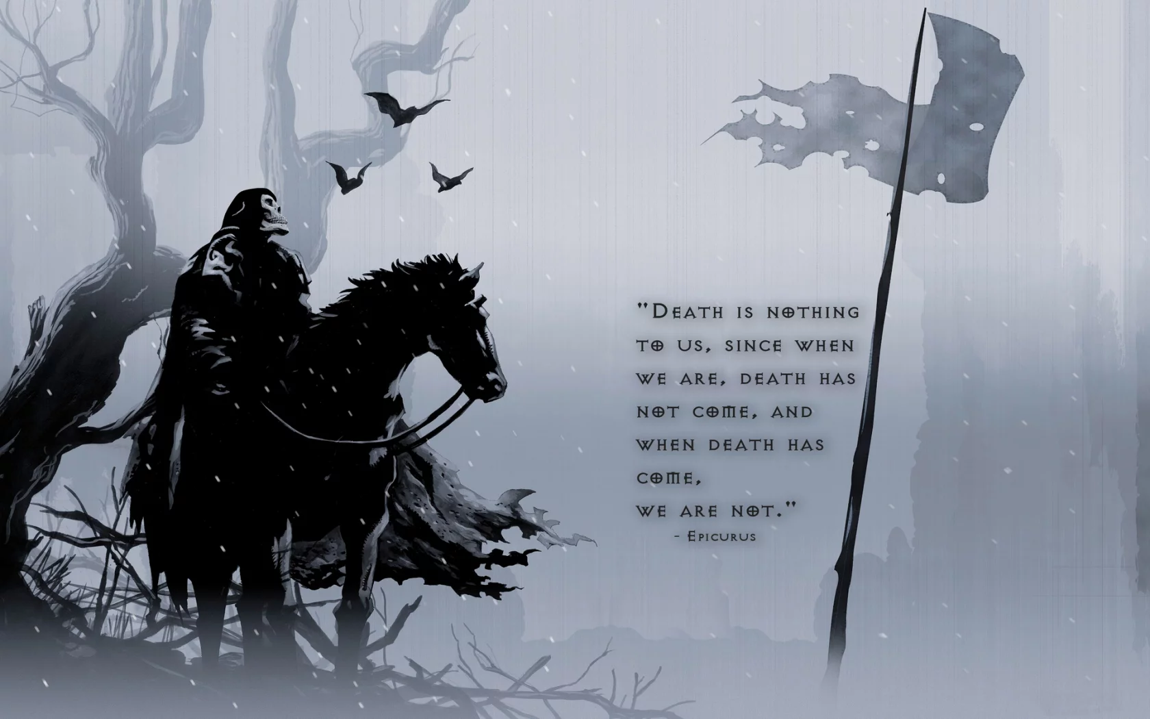 eternity, вечность, death, horse, смерть, thoughts, no fear, bat, epicurus, flag
