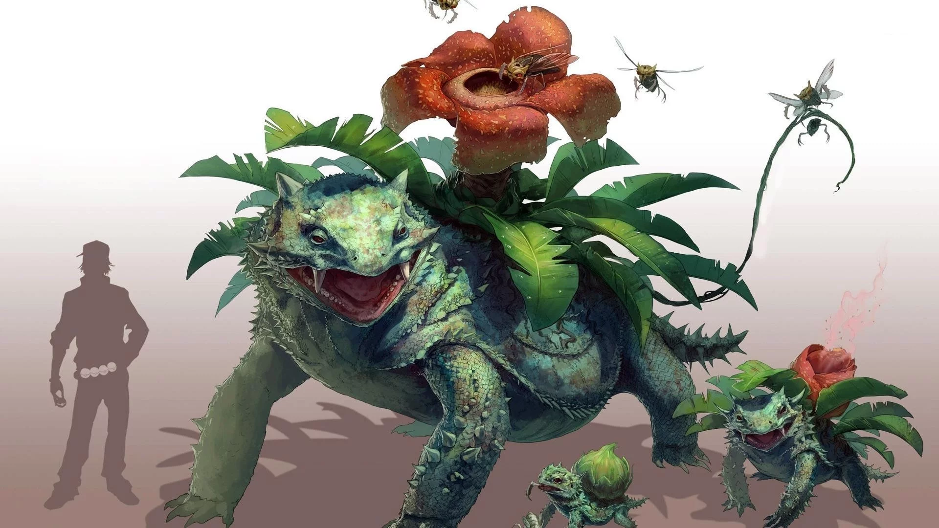бульбазавр арт, ivysaur, venusaur, bulbasaur, fantasy art