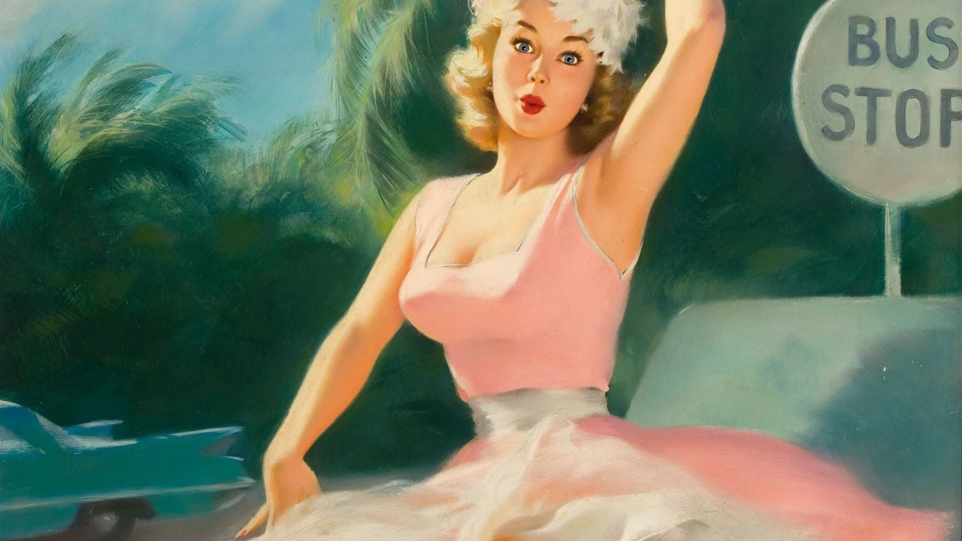 девушка, удивление, пин ап, художественный, pin up