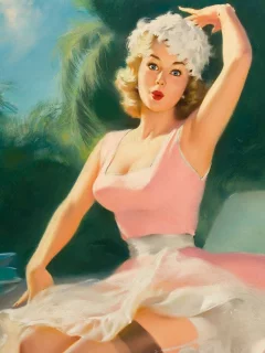 девушка, удивление, пин ап, художественный, pin up