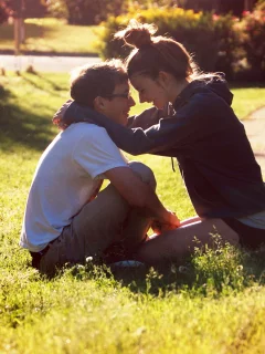lovers, in love, boy and girl, grass