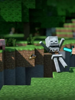 меч, зеленый, minecraft, блок, steave, майнкрафт