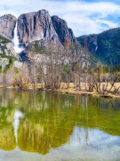 горы, небо, лес, yosemite, река, деревья, sierra nevada, national park