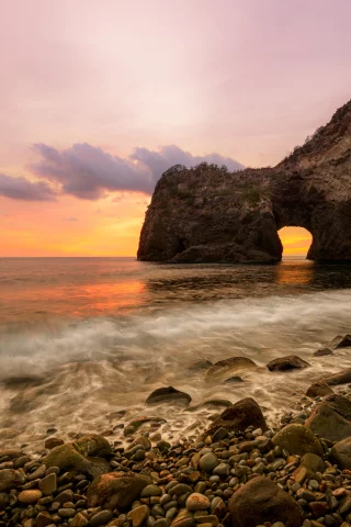 colors, beach, scale, clouds, stones, nature, ocean, water, scenery, sky, sea, landscape, sunset