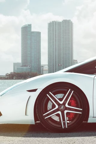 lamborghini gallardo, ламборгини, supercar, белая, тюнинг, передок