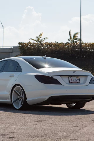 тюнинг, cls 550, белый, мат, mercedes, задок
