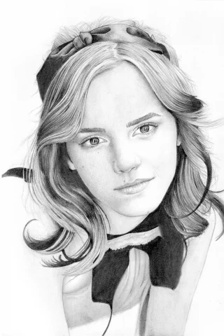 рисунок, карандаш, emma watson, портрет