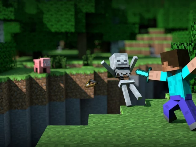 меч, зеленый, minecraft, блок, steave, майнкрафт