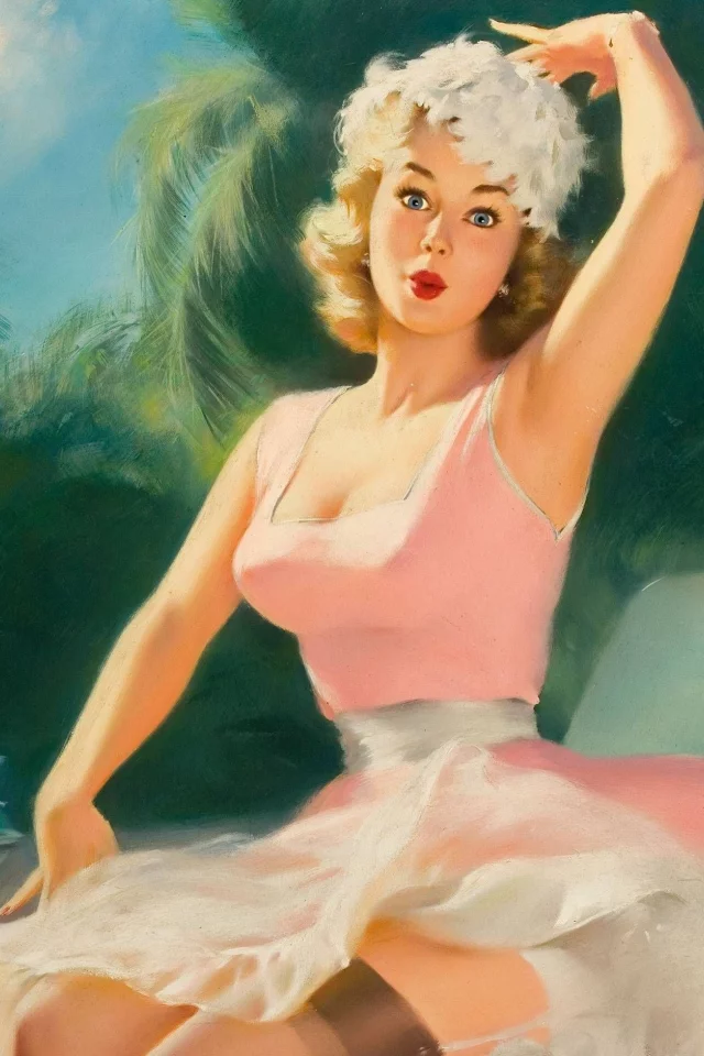 девушка, удивление, пин ап, художественный, pin up