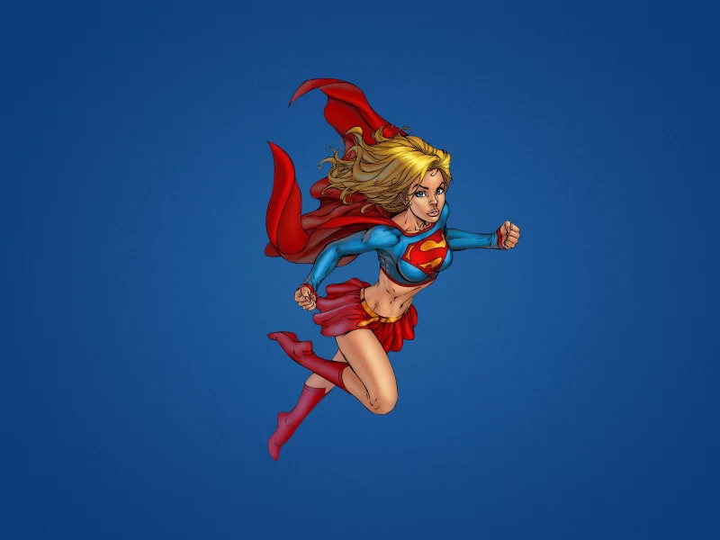 супергерл, супердевушка, плащ, supergirl, синий фон