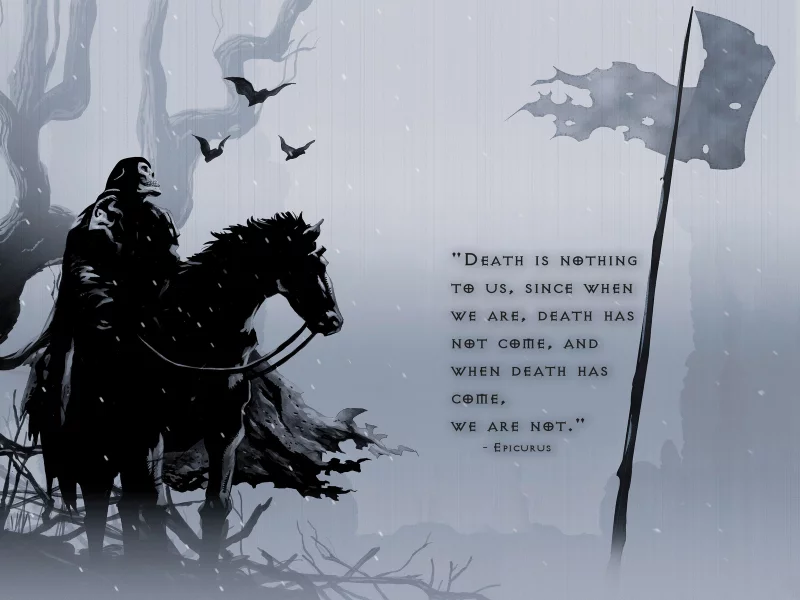 eternity, вечность, death, horse, смерть, thoughts, no fear, bat, epicurus, flag