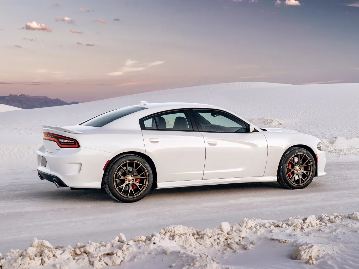 авто, белый, hellcat, додж, dodge, 2015, charger, чарджер, srt, пространство, природа, снег, зима