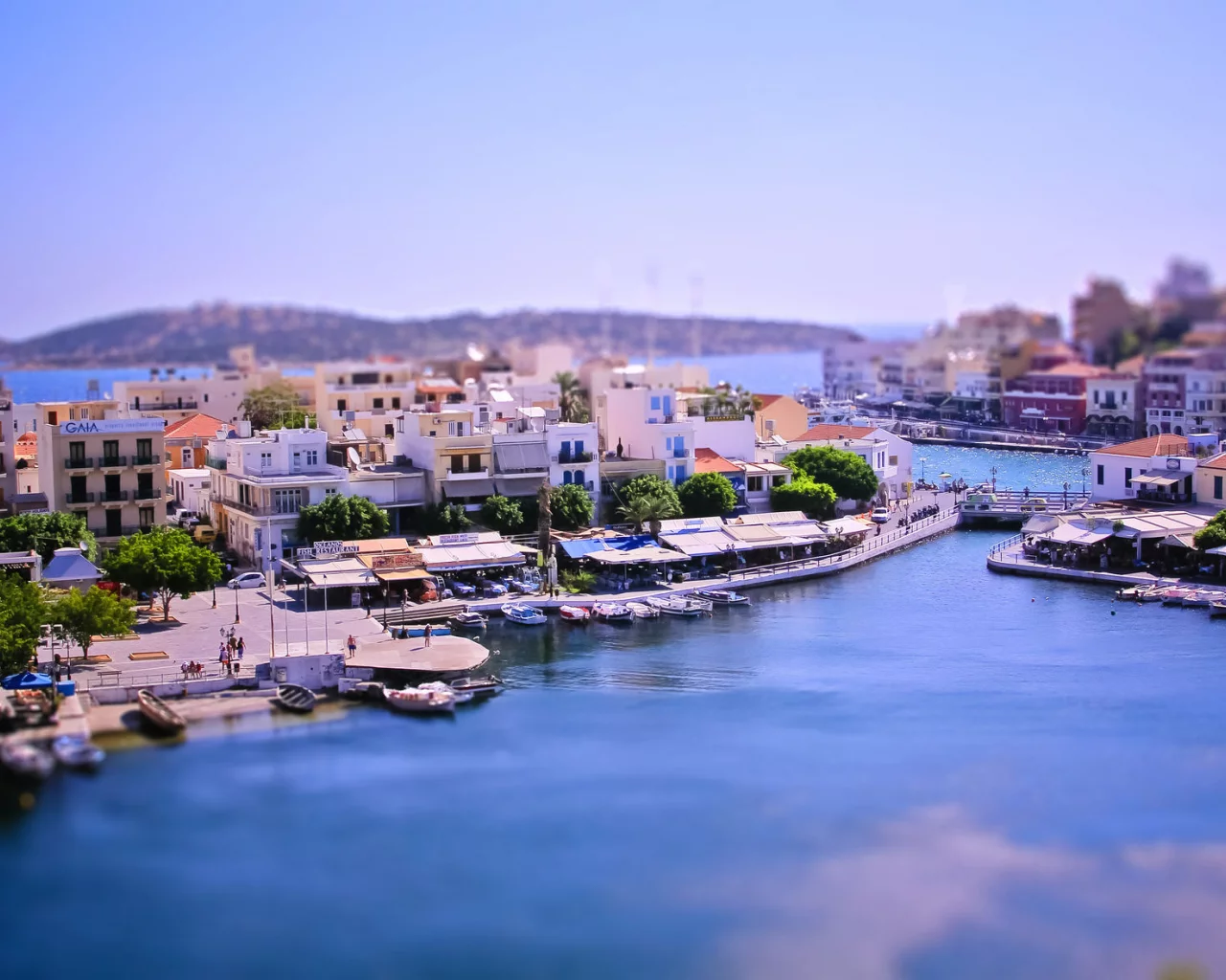 греция, tilt-shift, бухта, тилт-шифт, город, лодки