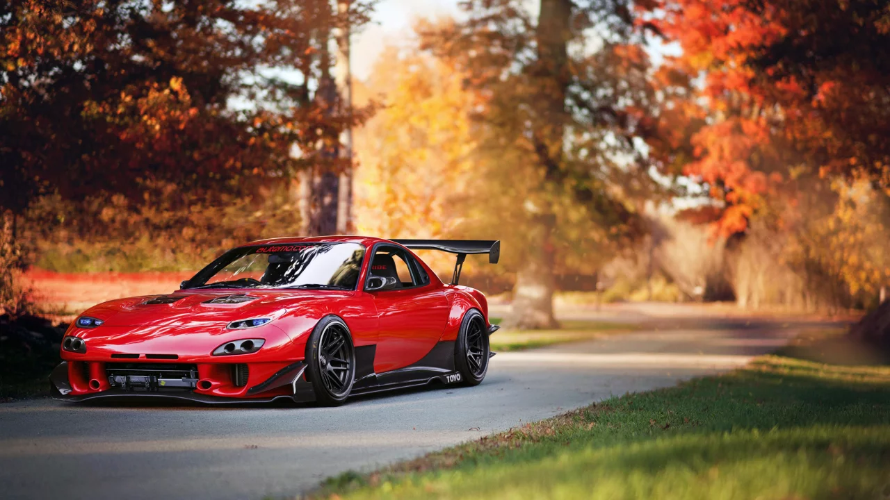 мазда, tuning, red, mazda rx-7, автообои, car, тюнинг
