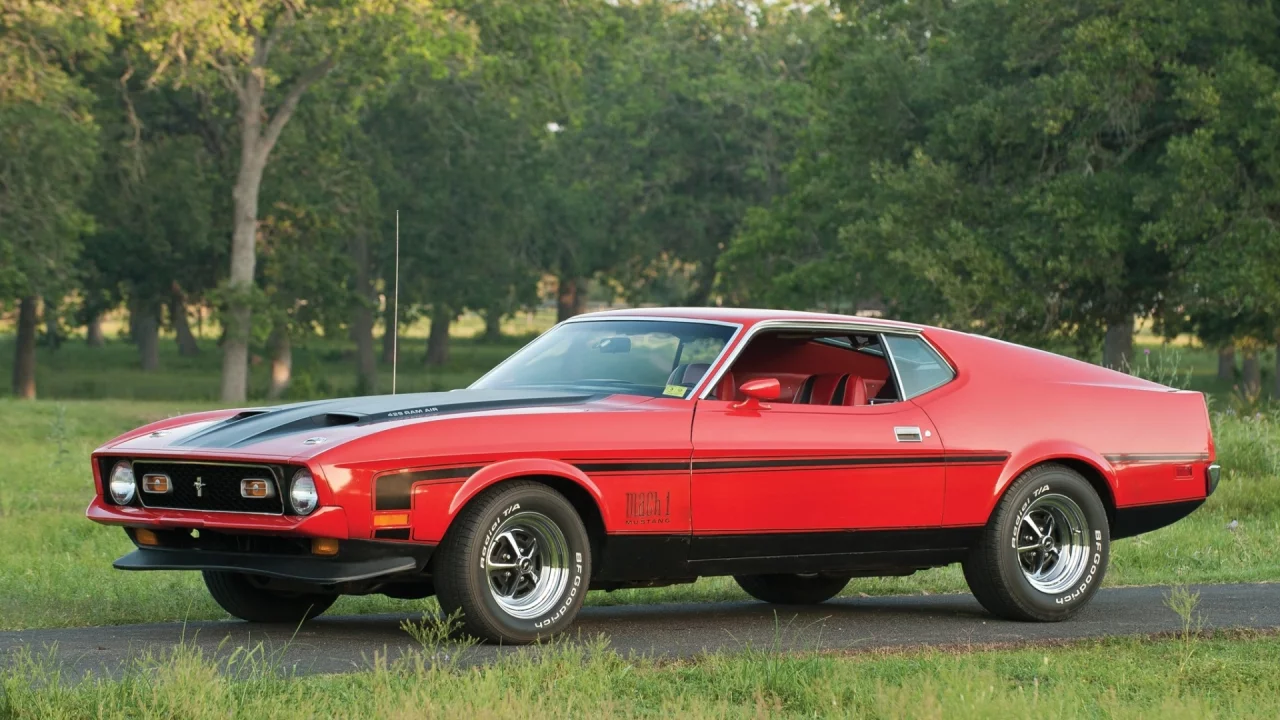 красный, форд, ford, 1971, muscle car, mach 1, передок, mustang, мустанг