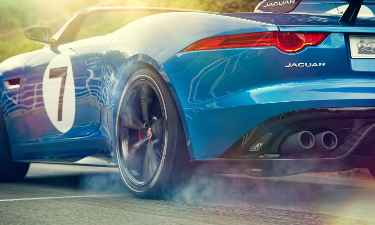 колеса, project 7, задок, concept, пробуксовка, jaguar, авто, дым