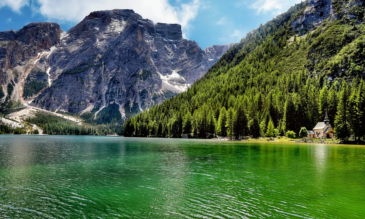 горы, лес, деревья, italy, lago di carezza, италия, природа, озеро