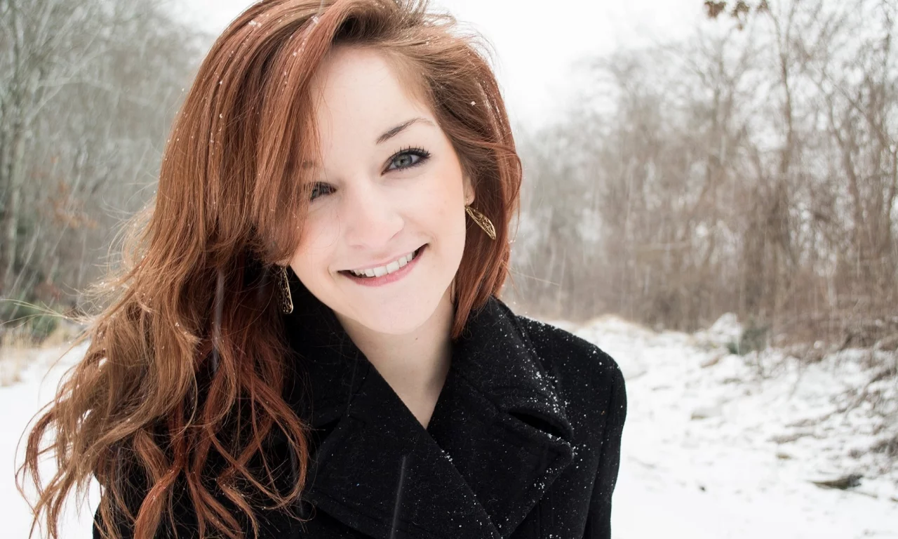 girl, redhead, smile, snow, winter, улыбка, девушка, зима