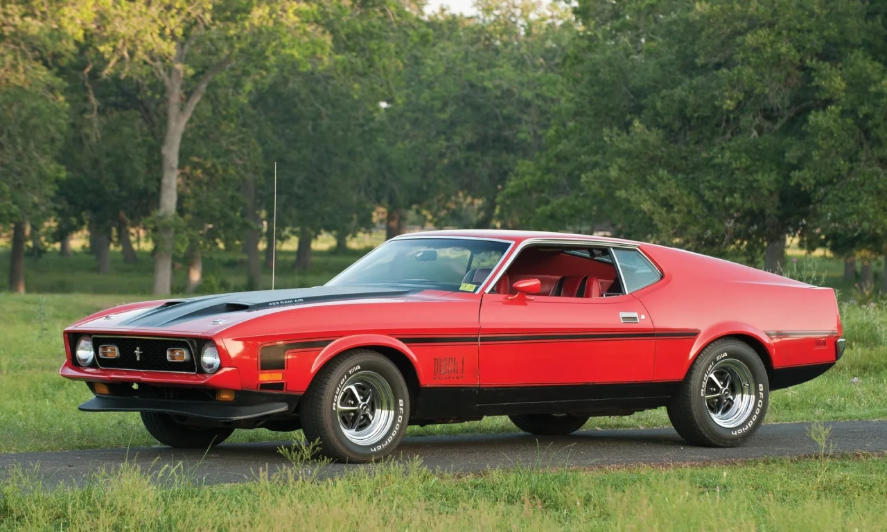 красный, форд, ford, 1971, muscle car, mach 1, передок, mustang, мустанг