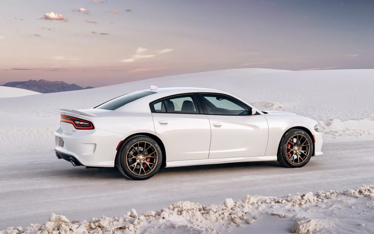 авто, белый, hellcat, додж, dodge, 2015, charger, чарджер, srt, пространство, природа, снег, зима