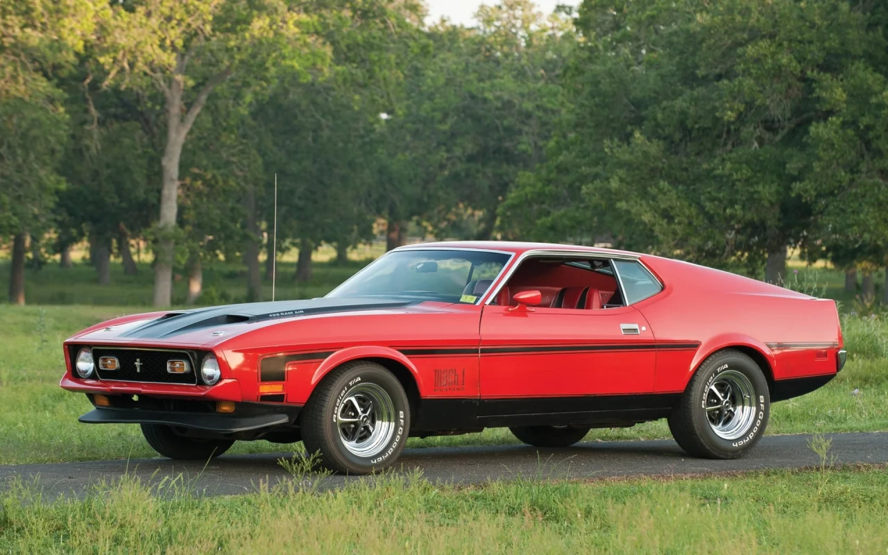 красный, форд, ford, 1971, muscle car, mach 1, передок, mustang, мустанг