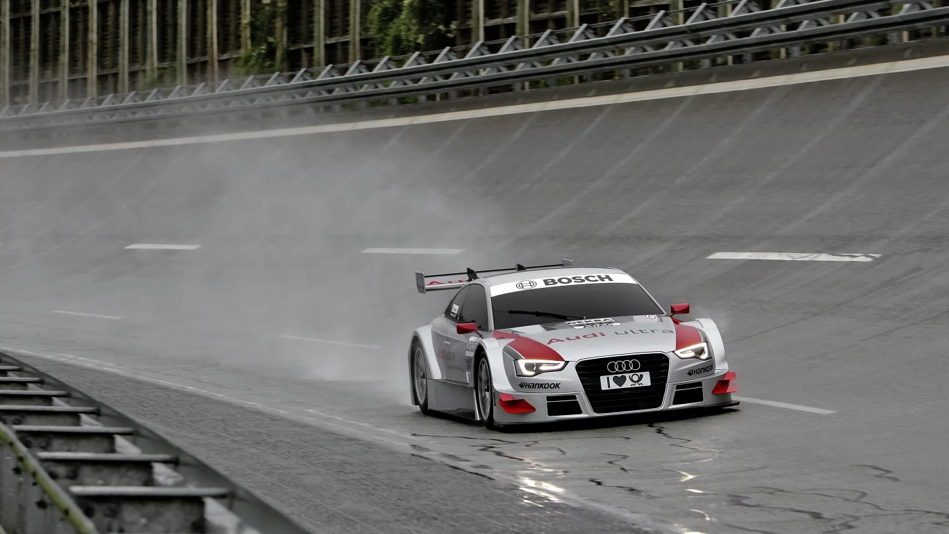 мокрый асфальт, dtm, ауди, audi a5 dtm, motorsport, дождь, автоспорт