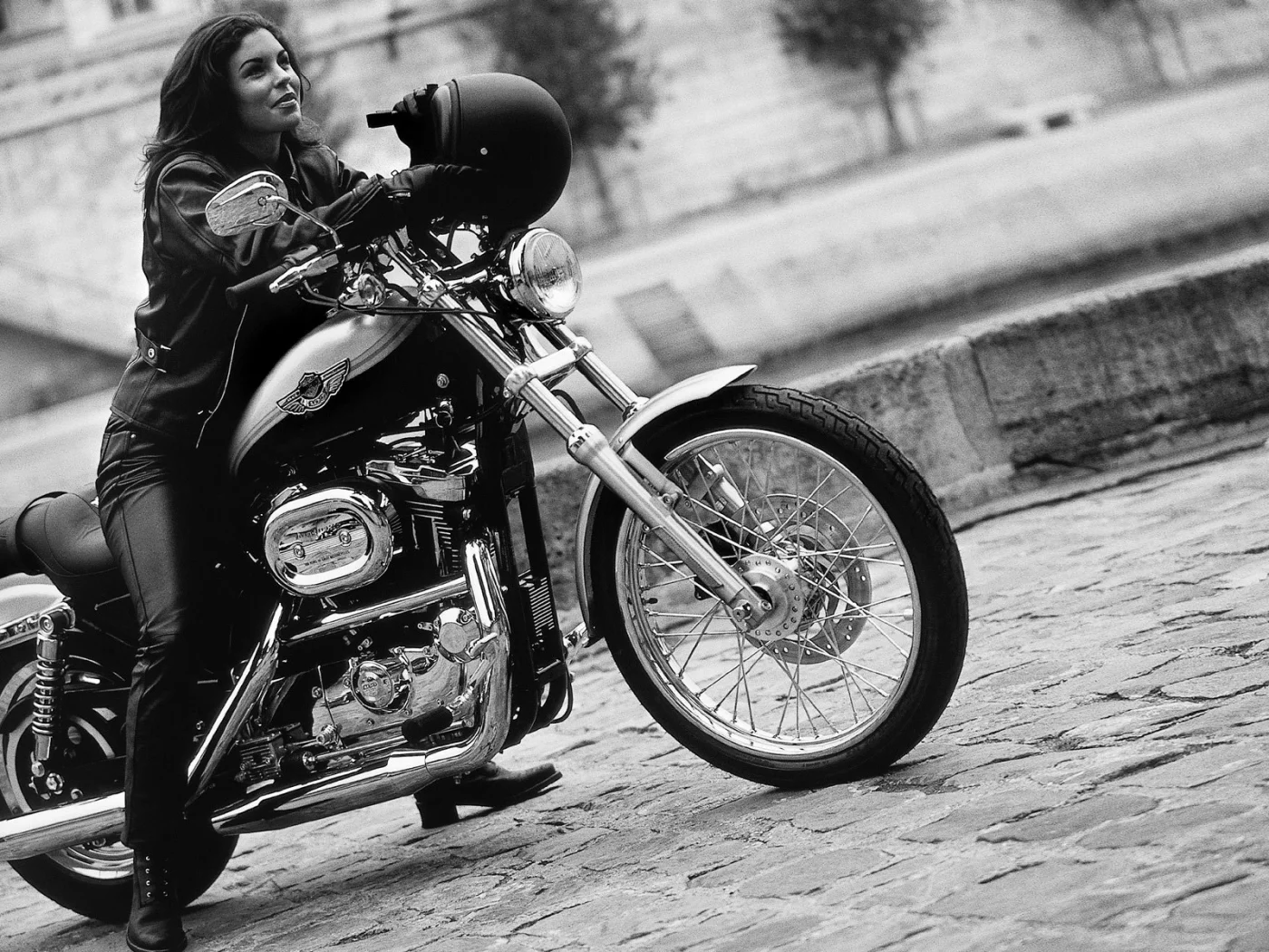 байк, шлем, harley davidson, мотоцикл, девушка