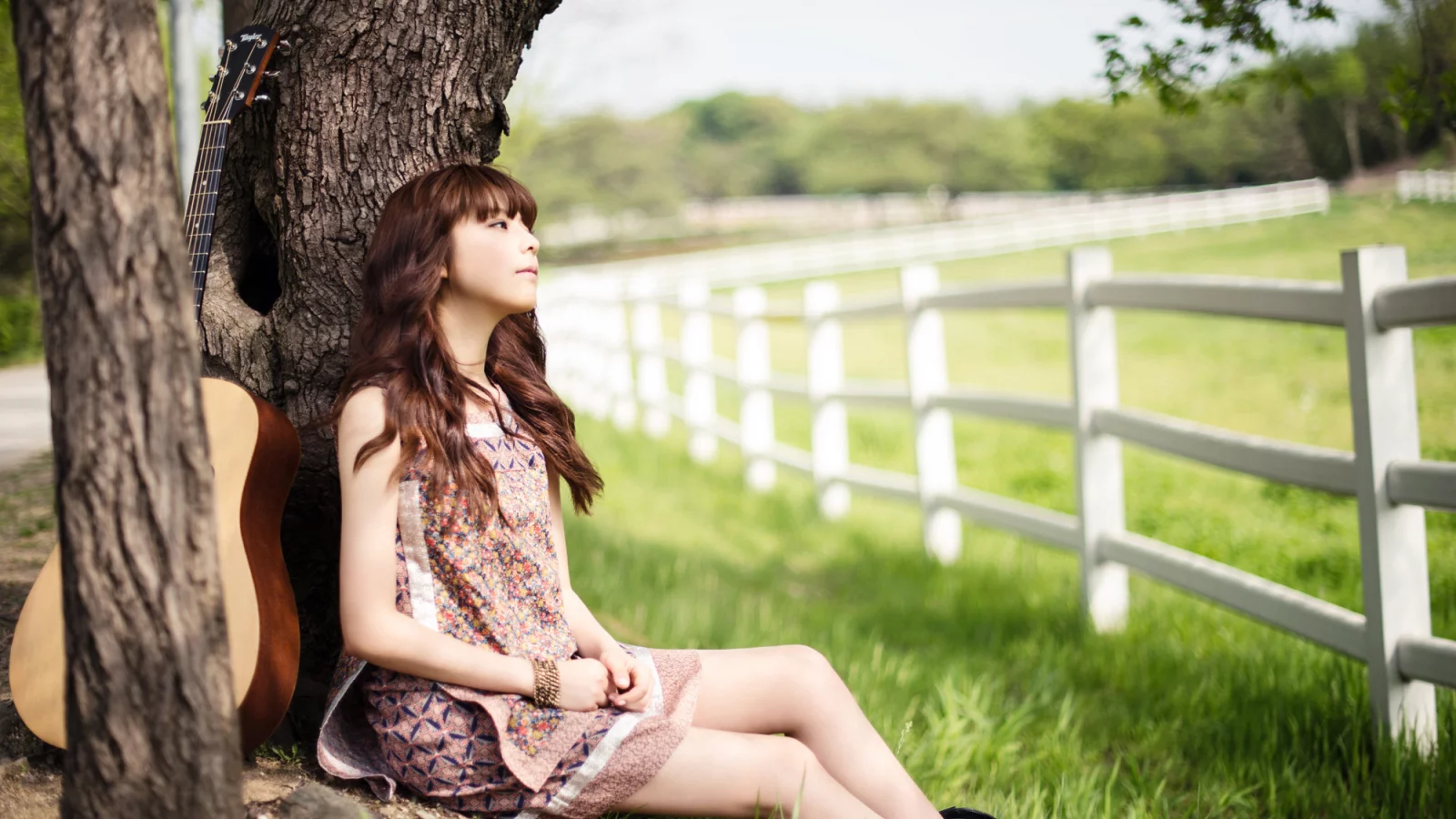 девушка, природа, южная корея, музыка, гитара, juniel, k-pop