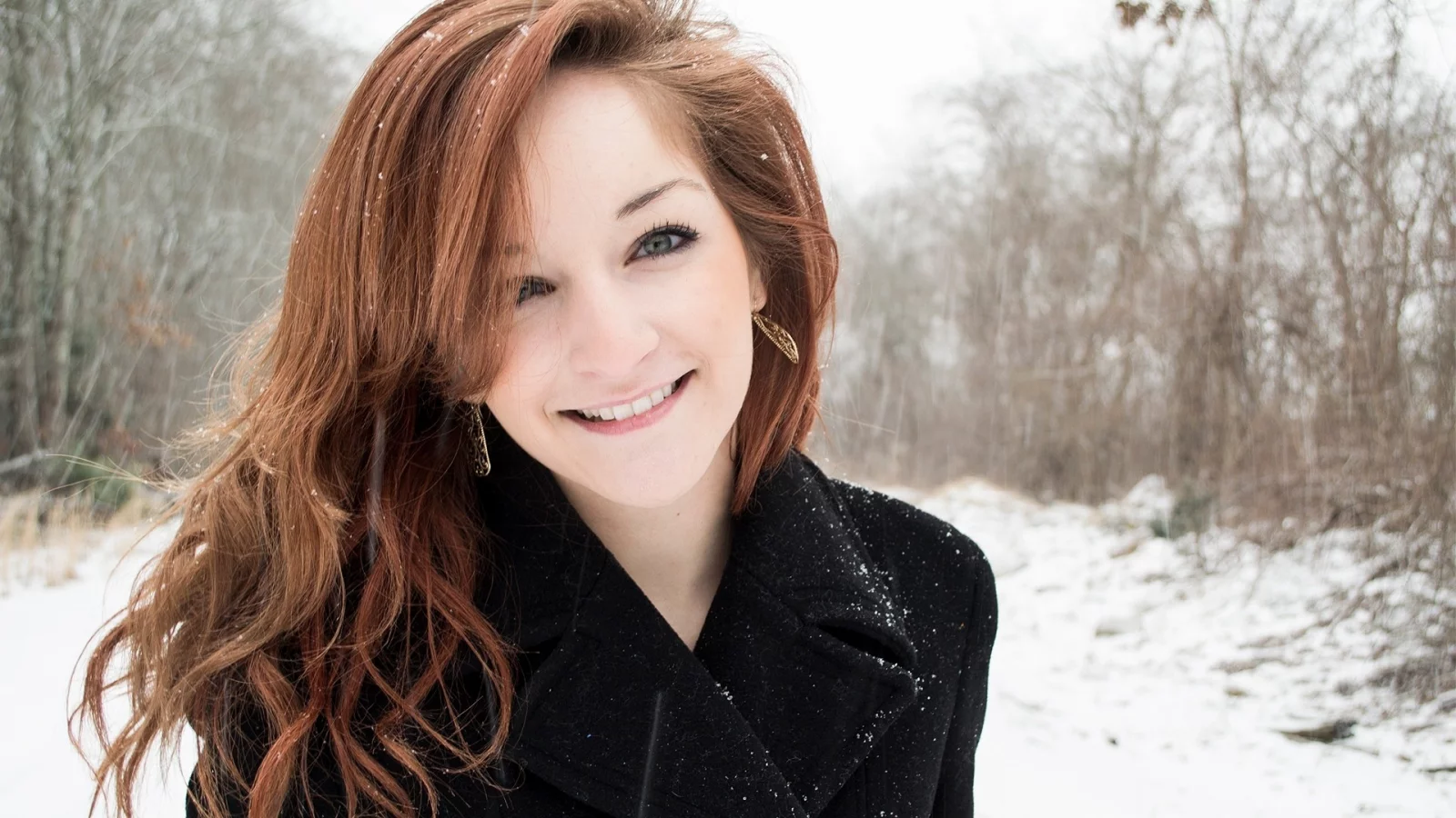 girl, redhead, smile, snow, winter, улыбка, девушка, зима