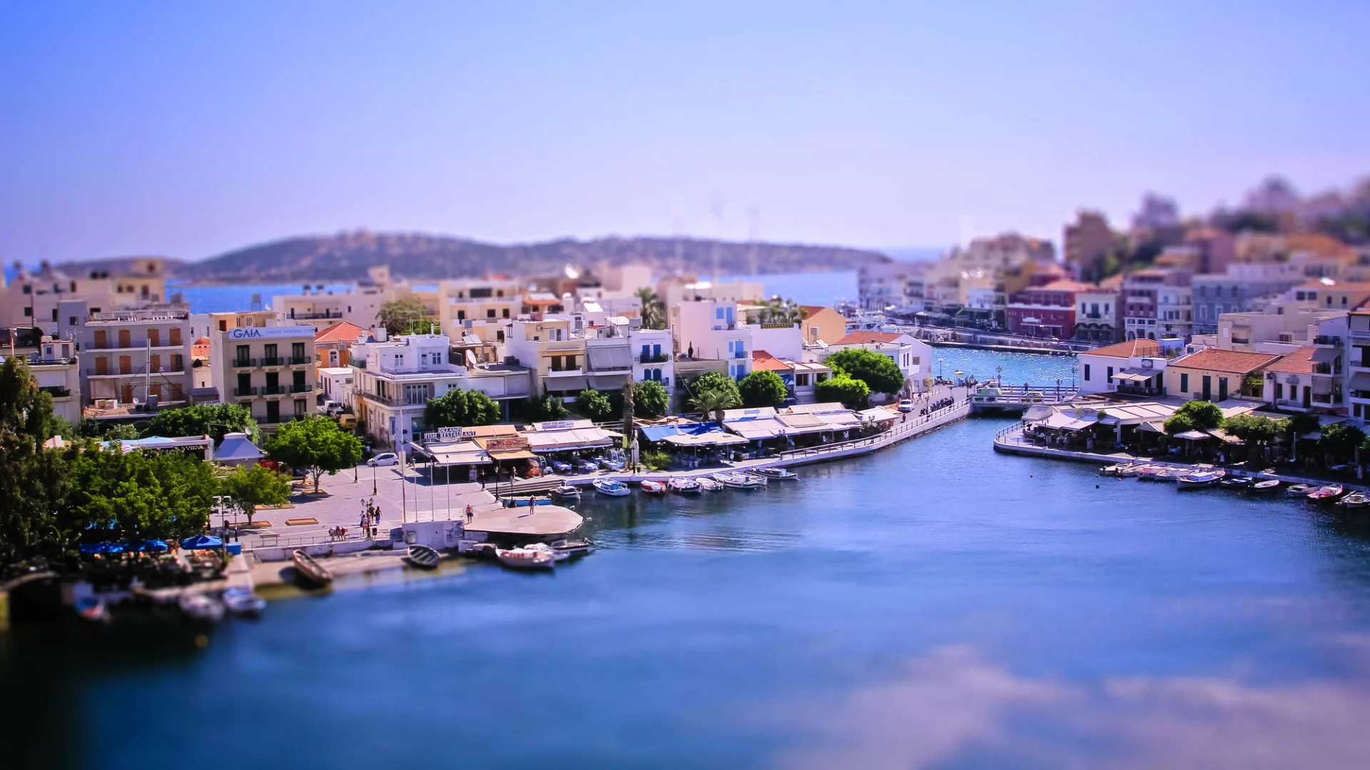 греция, tilt-shift, бухта, тилт-шифт, город, лодки