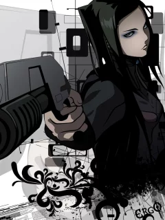 фон, re-l mayer, ergo proxy, эрго прокси, оружие, чёрный