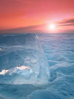холод, закат, снег, лед, льдина