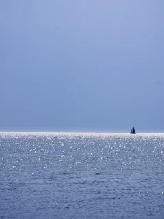 море, лодка, минимализм, пейзаж