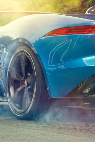 колеса, project 7, задок, concept, пробуксовка, jaguar, авто, дым