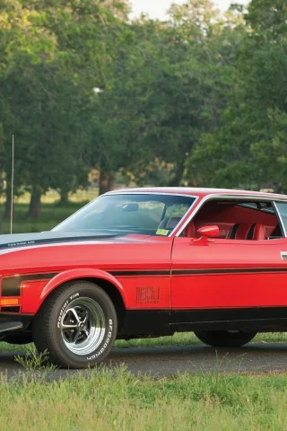 красный, форд, ford, 1971, muscle car, mach 1, передок, mustang, мустанг