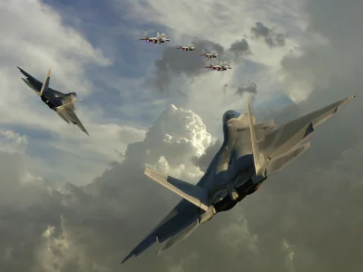 тучи, миг-29, f-22, облака, истребители, небо
