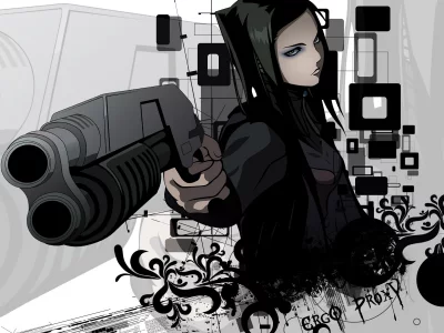 фон, re-l mayer, ergo proxy, эрго прокси, оружие, чёрный